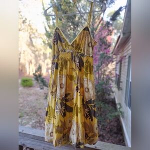 Speed Control Vintage Yellow Floral Midi Bubble Dress